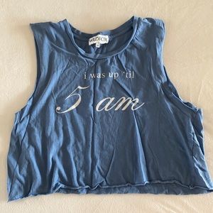 Wildfox “I was up till 5am” crop tank top